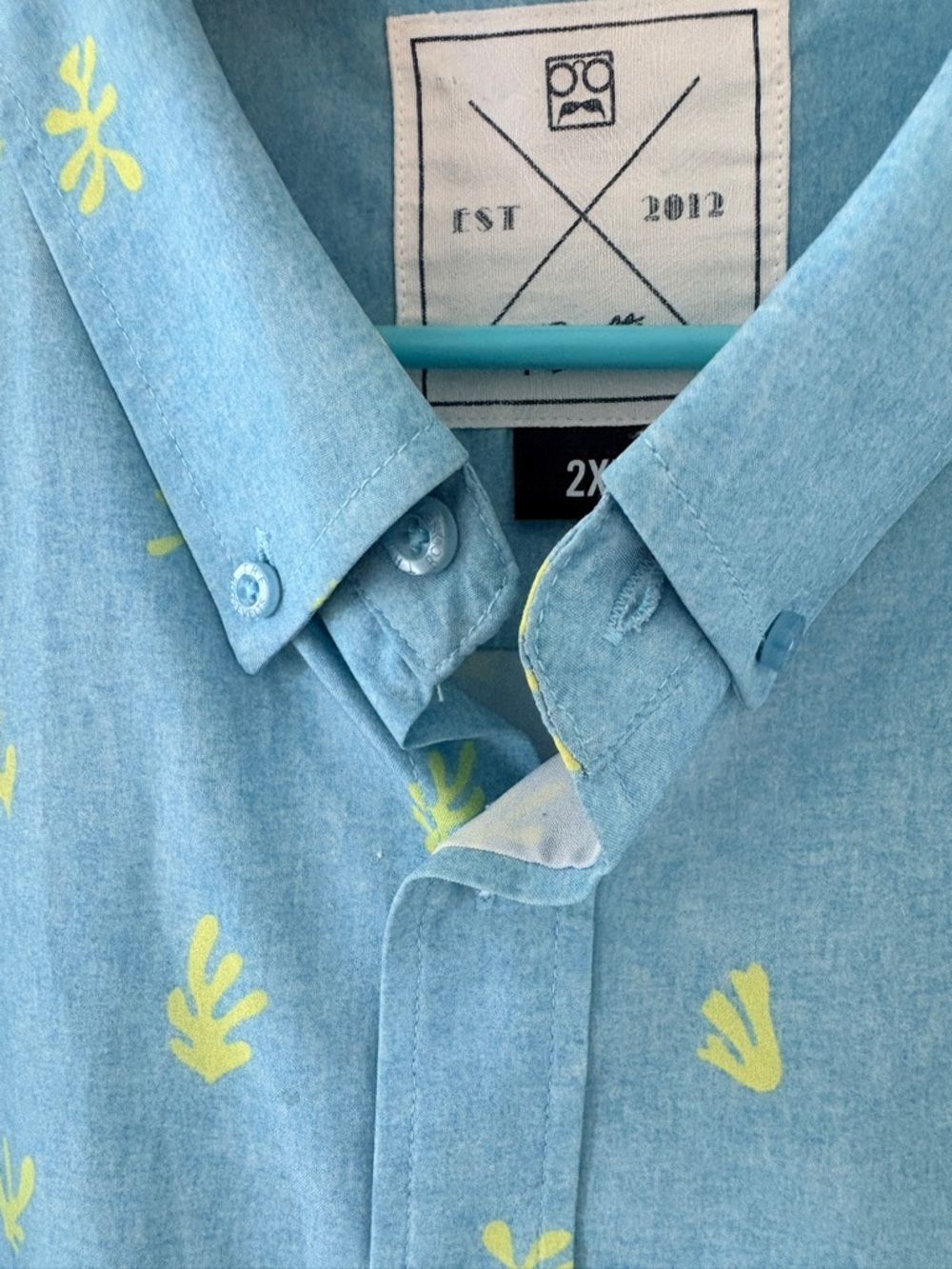 RSVLTS Light Blue Short-Sleeve Button-Down Shirt with Lime Print - Picture 8 of 8